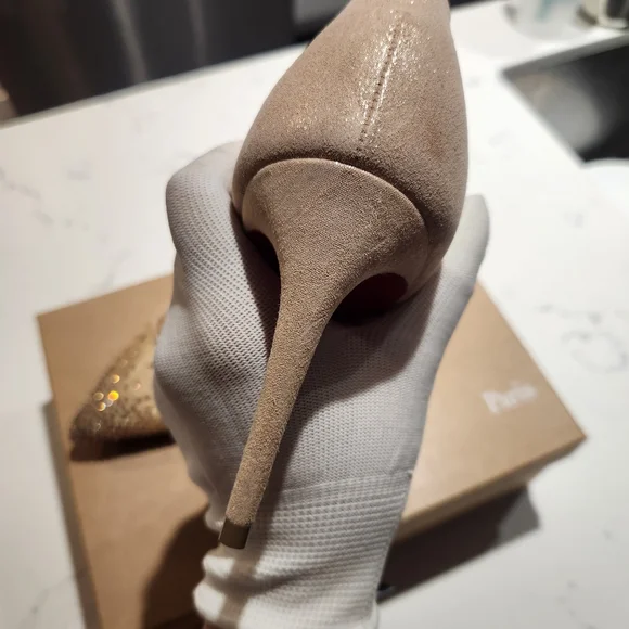 Louboutin Follies Strass Crystal Nude Heels - Picture 8 of 16